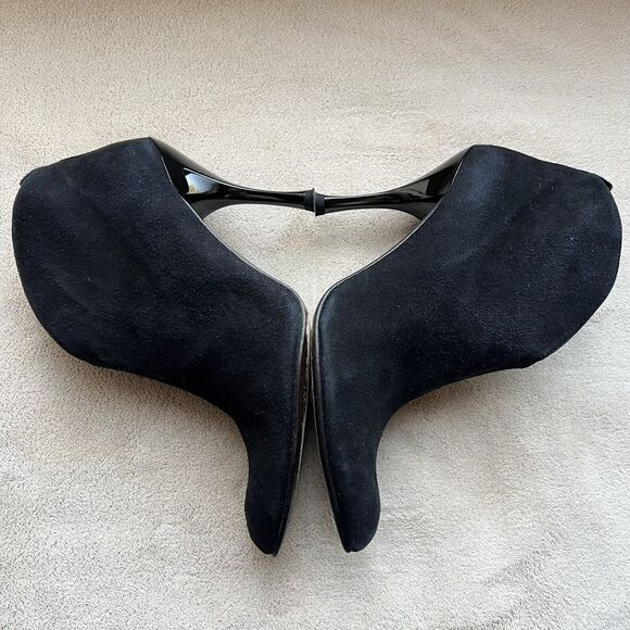 Stuart Weitzman Metropol Black Suede Heeled Ankle Slit Boots Booties Women 7 M - Picture 6 of 16